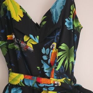 Marc Jacobs Parrot Print Maxi Dress - Black, Blue, Green, Yellow